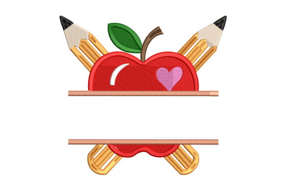 Apple and Pencils Split Monogram: A Versatile Design for School-Themed Branding