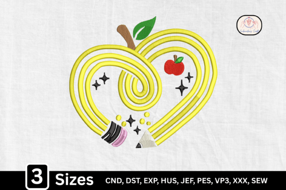Apple Heart Teacher Pencil: A Seasonal Embroidery Gem