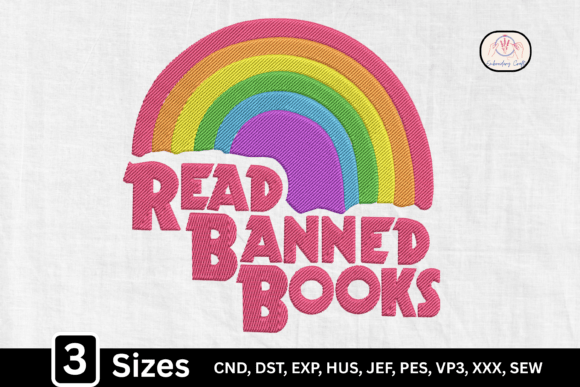 Read Banned Books Rainbow Book Lover Embroidery Design Review
